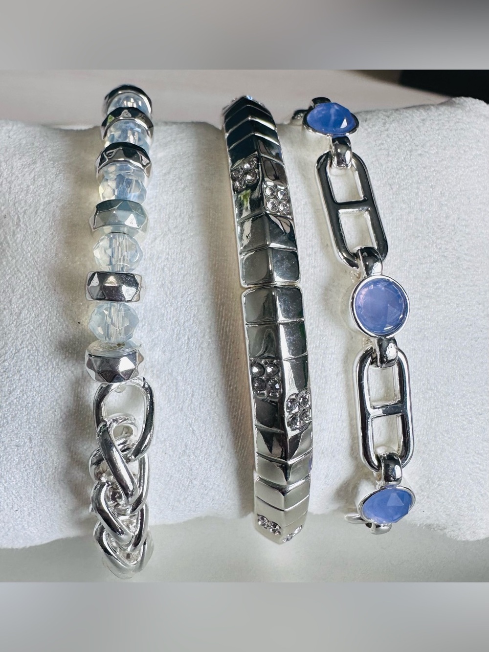 Bomb Party Bracelet Stack Lot of 3 Rhodium Plated